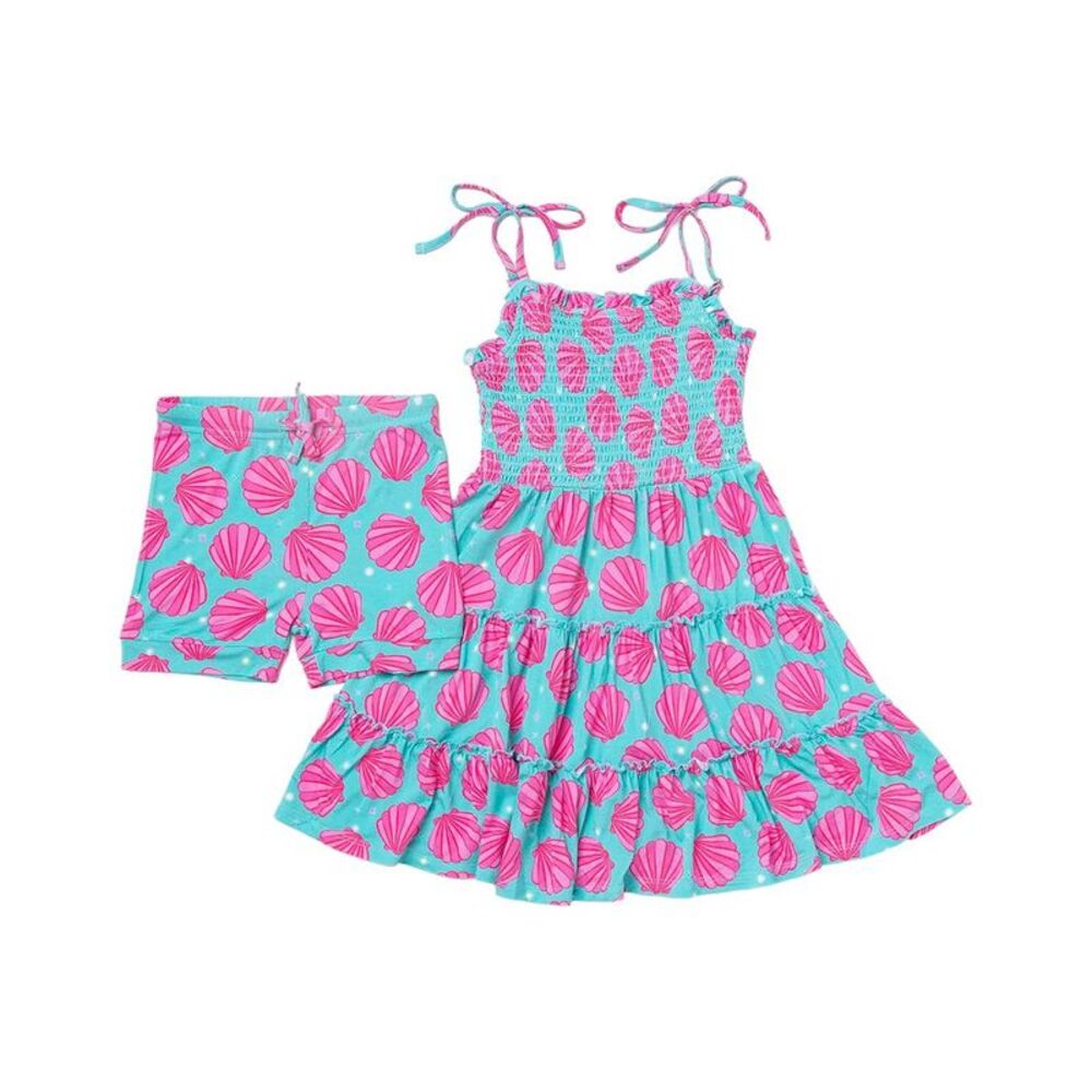 Bums & Roses Girls  Talk To The Shell Sleeveless Dress Set, Multicolor